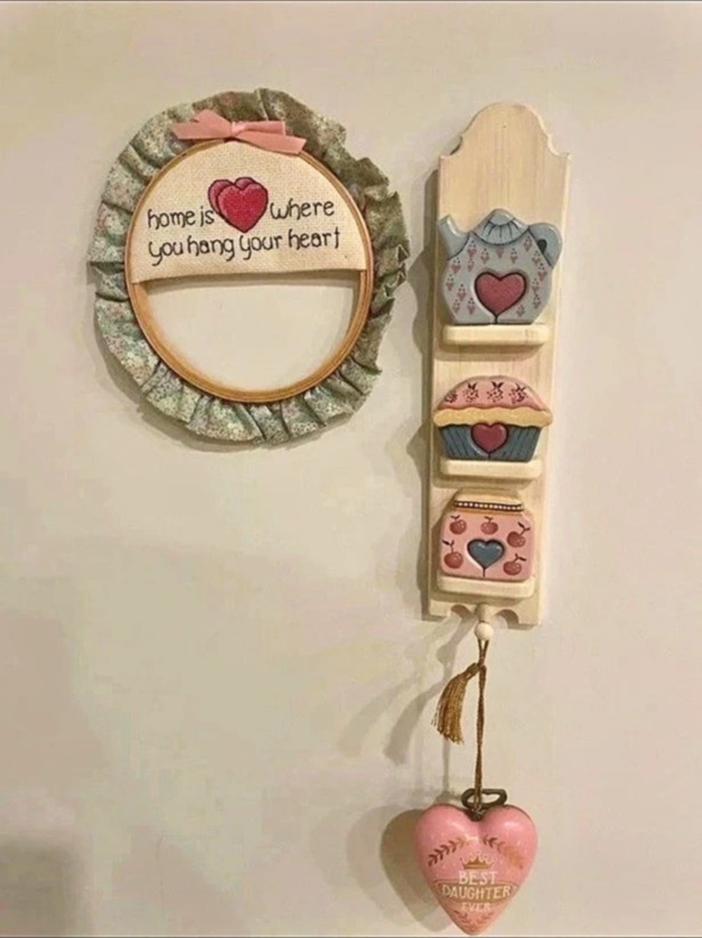 Embroidered Home Is Where You Hang Your Heart kitchen towel holder